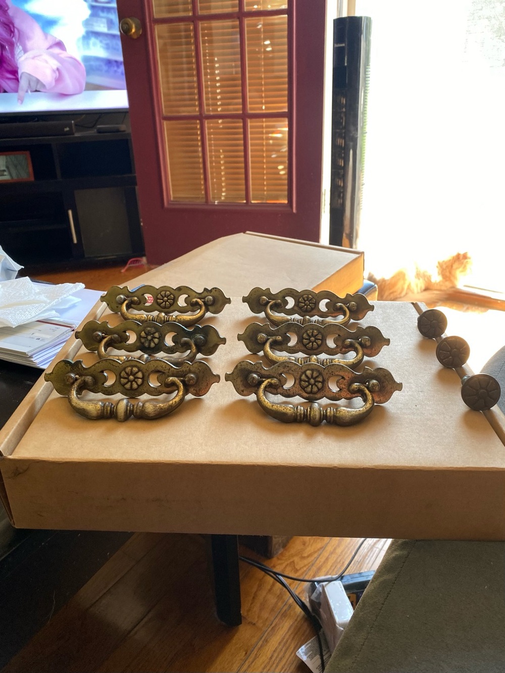 Vintage solid brass door pulls